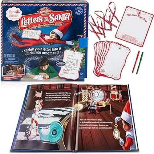 The Elf on The Shelf: Letters to Santa - Send Shrinking Christmas Lists to Santa through your Elf- 18 Piece Gift Set Includes Magic X-mas Paper, Mrs Claus' Press, Ribbon Sashes, Markers, and Parchment