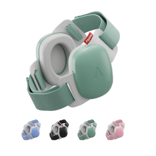 Alpine Muffy Baby Comfort - Protects Hearing for Babies and Toddlers - CE & ANSI Certified - Unique Headband for Safe fit & Comfort - Multi-adjustable for Ages 3-48 Months, 24dB Sound Reduction, Green