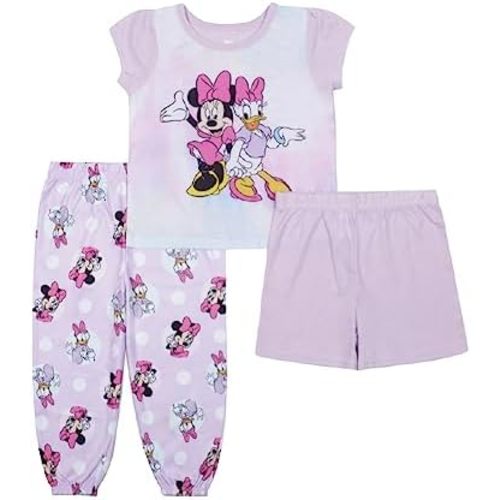 Disney Girls' 3-Piece Loose-fit Pajama Set, Soft & Cute for Kids