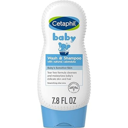 Cetaphil Baby Shampoo and Body Wash with Organic Calendula, Tear Free, Hypoallergenic, Ideal for Everyday Use, Dermatologist Tested, 7.8oz