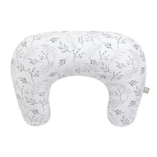 Boppy Nursing Pillow, Gray Gentle Leaves, Larger, Firmer, More Supportive Pillow for Breastfeeding and Bottle Feeding, Firmer Fill, Higher Lift, Larger Area Than Original Nursing Pillow
