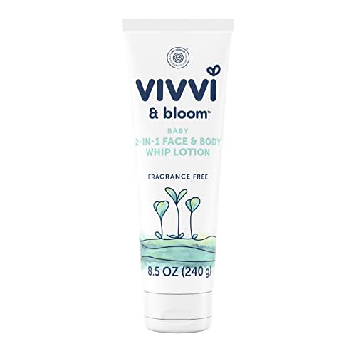 VIVVI & BLOOM 2-in-1 Baby Lotion, Face and Body, for Delicate & Sensitive Baby Skin, Hypoallergenic Lotion, Fragrance Free, 8.5 oz (Pack of 1)