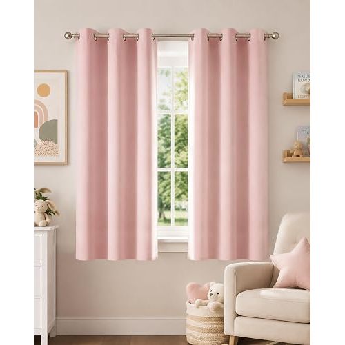 NICETOWN Blush Pink Blackout Curtains 63 Inches Long 2 Panels
