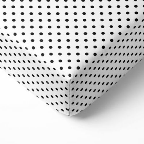 Bacati - Black on White background Pin Dots 100 percent Cotton Universal Baby US Standard Crib or Toddler Bed Fitted Sheet