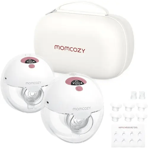 Momcozy Breast Pump Hands Free M5, Wearable Breast Pump of Baby Mouth Double-Sealed Flange with 3 Modes & 9 Levels, Electric Breast Pump Portable - 24mm, 2 Pack Cozy Red