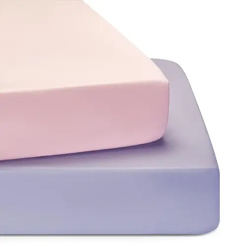 TILLYOU Baby Crib Sheets for Boys Girls, Super Soft Toddler Bed Sheets, 2 Pack Sheets for Standard Crib Mattress 28x52in, Light Purple and Light Pink