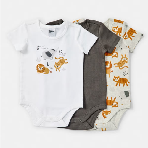 3 Pack Short Sleeve Bodysuits