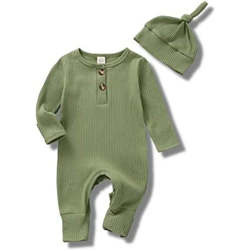 CIYCUIT Newborn Baby Boy Girl Romper Clothes Infant Solid Ribbed Onesie Bodysuit Jumpsuit Outfits