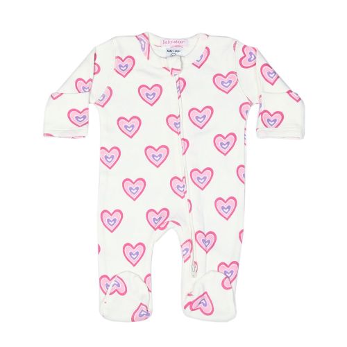 💗Baby Zipper Footie - Soft Hearts