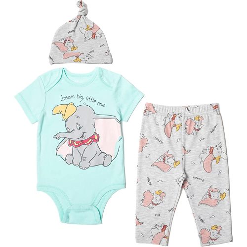 Disney The Aristocats 101 Dalmations Bambi Patch Dumbo Baby Girls Bodysuit Pants & Hat 3 Piece Outfit Set Newborn to Infant