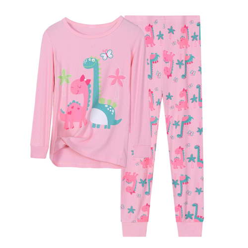 TOOYOU Girls Summer Outfit Sets Toddler Kids Baby Cartoon Printed Cute Casual T Shirt Grid Shorts Outfits Girls Casual Outfit Sets For School Size 4-5 Years Pink