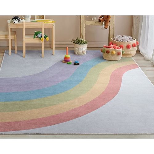 Well Woven Kids Rainbow Rug, 3'3" x 5', Multi Color