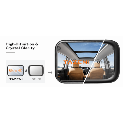 Baby Car Mirror for Baby Never Shake Baby Mirror for Car Seat Mirror Rear Facing Hook Clip Design Easy Install Back Seat Mirror for Baby Crystal Clear View ShatterProof - Black
