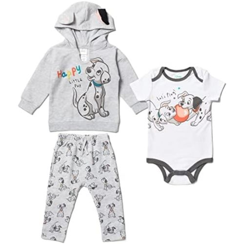 Disney Classics Winnie the Pooh Mickey Mouse Baby Hoodie Bodysuit and Pants 3 Piece Outfit Set (Newborn - 24 Months)