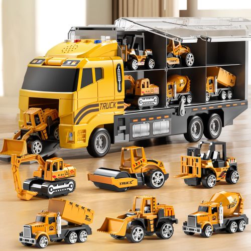 Amazon.com: NIPLOOOW Kids Boys Construction Truck Vehicle Toy Set with Play Mat and Die-Cast Toy Car, Transport Carrier Truck for Kids 3-5, Birthday Gifts Toys for 3-8 Year Old Boys