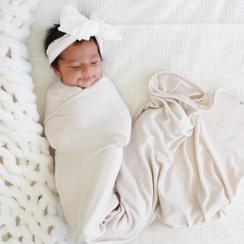 Eggshell Waffle Bamboo Oversized Swaddle Blanket