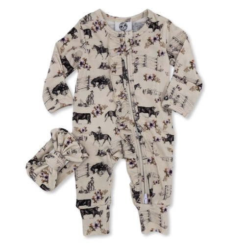 Western Serenity -Ruffled- Folding Feet Jammies – Cowkid Clothing Company
