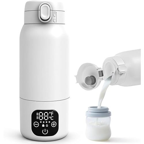 Portable Bottle Warmer for Travel,Dual Heating Modes for Breast Milk & Water,Fast Heating & Precise Temp Control,17 Ounces Portable Bottle Warmer,car,Airplane Journey,Outdoors Christmas Gifts