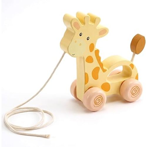 Baby Toys Car,Wooden Pull Along Toddler Toy, Developmental Toy for 1 Year Old Girl Boy Birthday Gift (Small Giraffe)