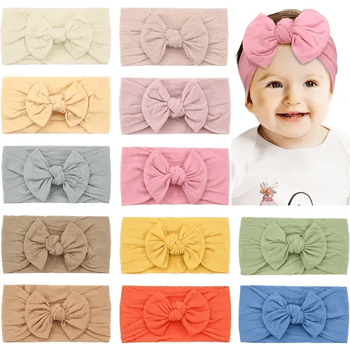 CÉLLOT Super Stretchy Soft Knot Headbands with Hair Bows Head Wrap Hair Accessories For Newborn Baby Girls Infant Toddlers Kids