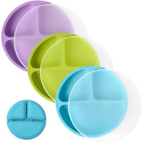Weesprout Silicone Plates With Lids For Babies & Toddlers, 3-pack
