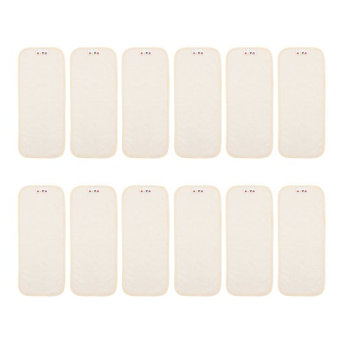ALVABABY Natures Cloth Diaper Inserts,3 Layers Rayon fromBamboo Inserts,Super Water Absorbent 12pcs 12X