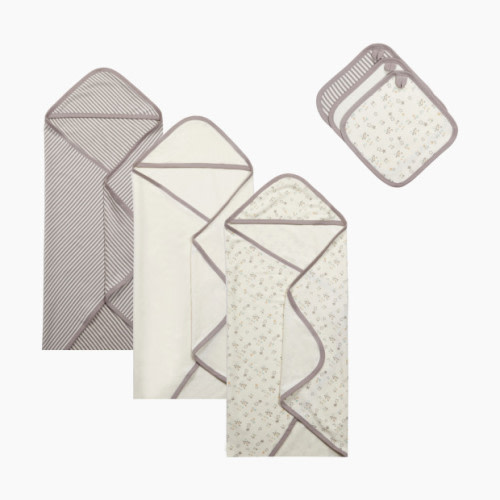 Small Story 6-Piece Organic Bath Time Set - Grey Stripe