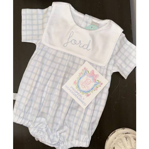 Paty Boy Bubble / Blue Gingham Bubble / Personalized Outfit / Monogram Paty Bubble / Boy Coming Home Outfit / Newborn Picture Outfit / Twins