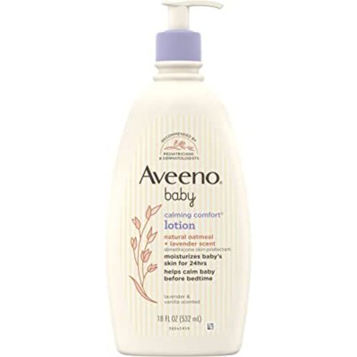Aveeno Baby Calming Comfort Moisturizing Lotion with Relaxing Lavender & Vanilla Scents, Non-Greasy Body Lotion with Natural Oatmeal & Dimethicone, Paraben- & Phthalate-Free, 18 fl. Oz