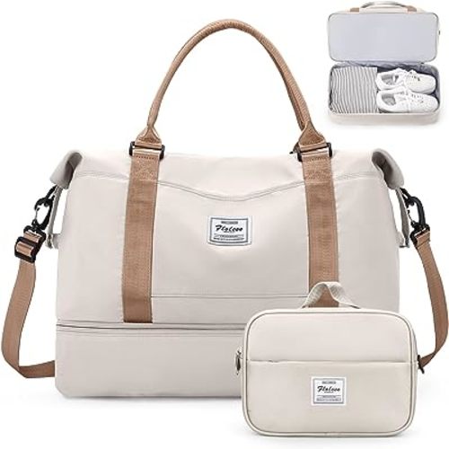 Weekender Bags for Women,Personal Item Travel Bag with Shoes Compartment,Overnight Travel Duffel Bag with Toiletry Bag