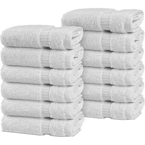 Chakir Turkish Linens | Hotel & Spa Quality 100% Cotton Premium Turkish Towels | Soft & Absorbent (12-Piece Washcloths, White)