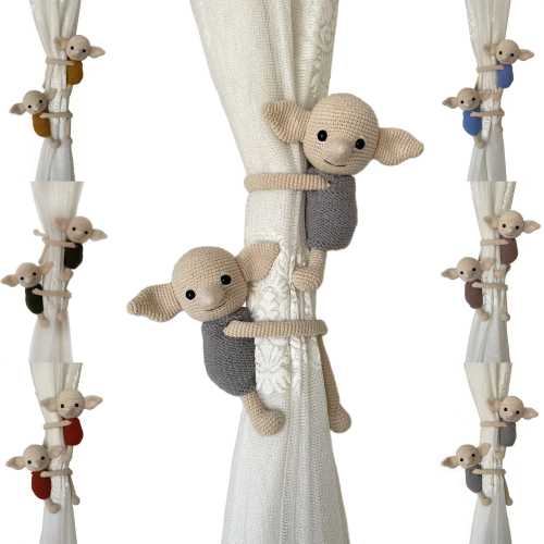 House Elf Curtain Holder Tie Back HP Nursery Theme Elf Wizard Handmade Crochet Organic Baby Room Nursery Decor Babyshower Expecting Mom Gift