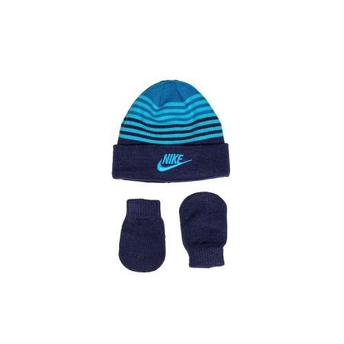 Nike Infant Beanie & Mittens 2-Piece Set - Blue Void - Infants (One Size Fits All)