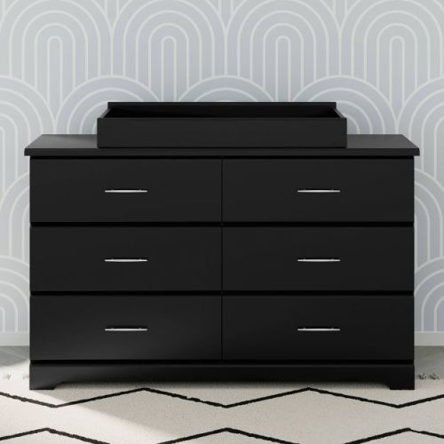 Storkcraft Brookside 6-Drawer Dresser with Changing Topper and Changing Pad - Black