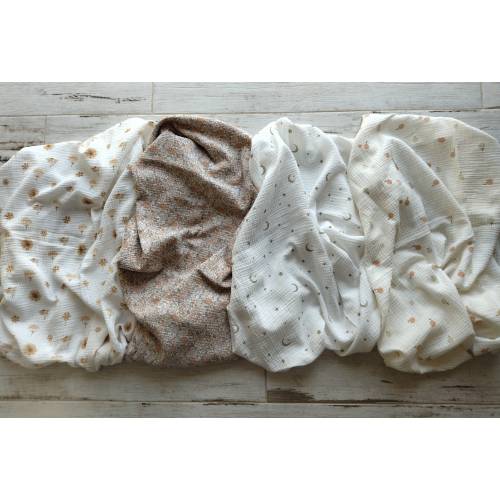 Organic Muslin Fitted Crib Sheet: Boho Rainbow/Spots, Handmade Cotton Bedding