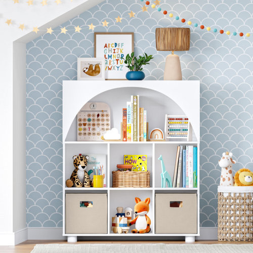 Isabelle & Max™ Kids Kenthurst 35 In. 6 Cubby Bookcase With 2Pc Bins | Wayfair
