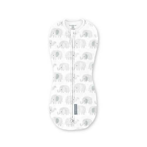 SwaddleMe by Ingenuity Compression Baby Swaddle Pod, Two-Way Zipper for Easy Diaper Changes, 0-2 Months, 1.0 TOG, 1-Pack - Scribble Elephant