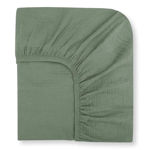 Nora's Nursery Muslin Crib Sheets - 100% Organic Cotton Crib Sheets - Fits Standard Crib and Toddler Bed Mattress Size - Breathable & Fitted Crib Sheet for Baby Girl & Boy - Sage Green