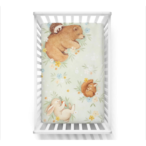 Enchanted Meadow floral mini crib sheet by Rookie Humans