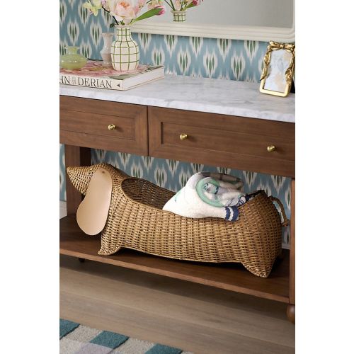 Dachshund Dog Woven Wicker Basket
