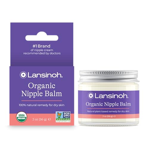 Lansinoh Organic Nipple Butter, Nipple Cream Safe for Breastfeeding Baby, Postpartum Essentials for Mom, 2 Ounces