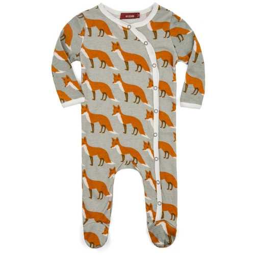 Orange Fox Organic Cotton Snap Footed Romper