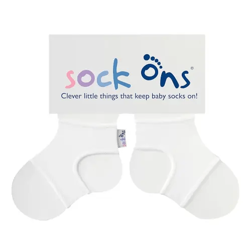 Sock Ons Keep Baby Socks On White (SM 0-6)