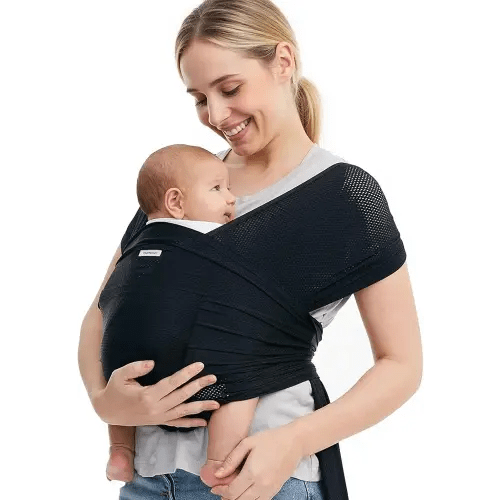 Momcozy Baby Carrier AirMesh - The Perfect Summer Sling for Newborns to Toddler 8-35 lbs - Cooling Fabric Baby Wrap, Hands Free, Lightweight and Ergonomic, Black