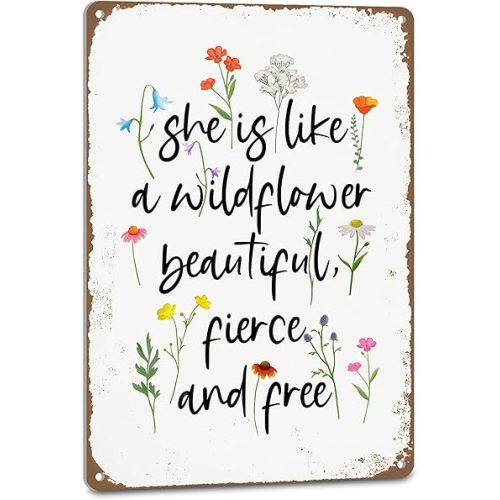 Wildflower Birthday Party Decorations Wild flower Baby Shower Decorations Boho Wall Decor She Is Like A Wildflower Beautiful Fierce and Free sign 8x12 Inches