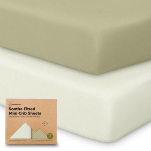 KeaBabies Mini Crib Sheets for Baby Girls, Boys, 2-Pack Soothe Pack and Play Sheets Fitted, Organic Pack N Play Mattress Sheet (Soft White)