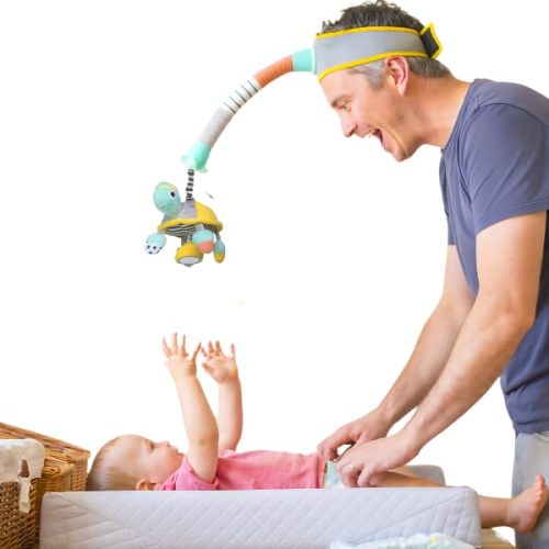 DINGLE DANGLE - Deluxe Gift Set - 3 in 1 Diaper Changing Helper Headband & Portable Mobile, Rattle, & Added Tilly Turtle Attachment; Newborn Essentials Must Haves - Great Baby Registry or Shower Gift