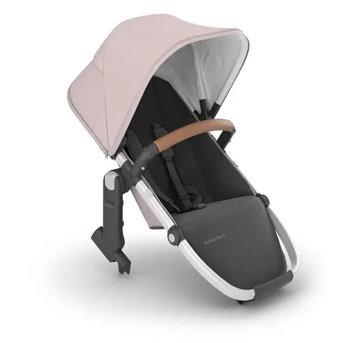 UPPAbaby RumbleSeat V2+ Second Lower Seat/Compatible with Vista V2 and Vista V3 / Adapters, Bumper Bar, Bug Shield Included/Alice (Dusty Pink/Silver Frame/Saddle Leather)