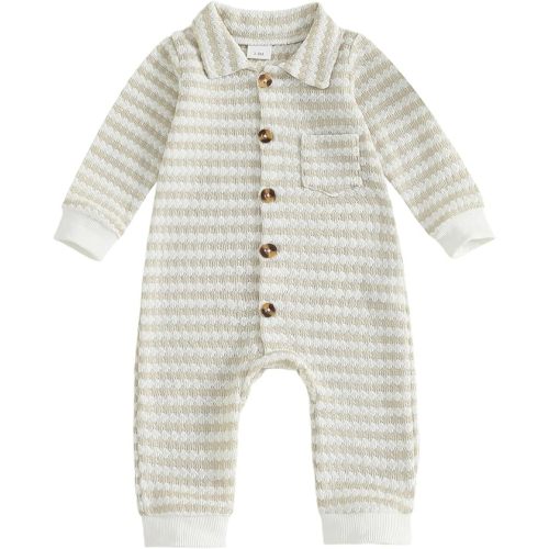 Thorn Tree Baby Boys Clothes Infant Knit Romper Long Sleeve Newborn Outfits Button Closure Onesie Turn Down Collar Jumpsuit