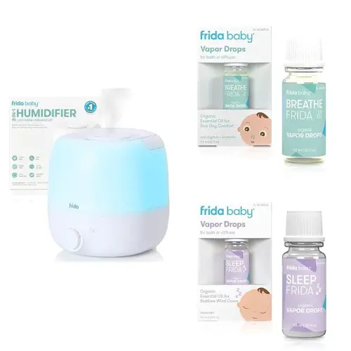 Frida Baby 3-in-1 Cool Mist Humidifier for Large Rooms & Natural Sleep Vapor Eucalyptus Essential Oil Bath Drops, Lavender Essential Oil Bath Drops for Relaxing & Calming Aromatherapy Oil
